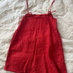 Reformation Red Linen Mini Dress